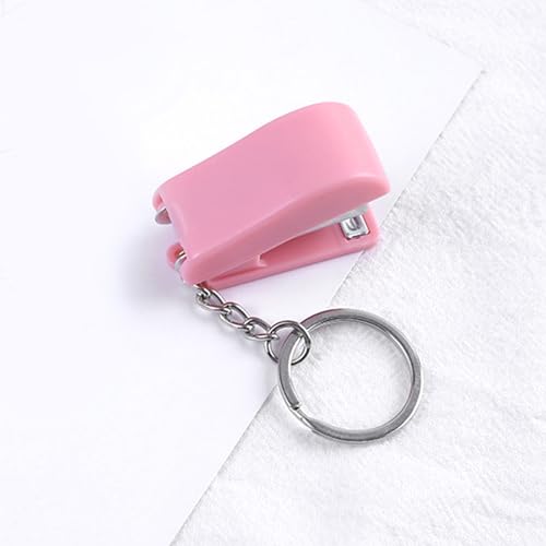 Mini -Hefterschlüsselkette mit Charmantem Cartoon, Bequem zu Tragen, Ideales für Studenten Künstler, Plastikmaterial, Mini -Hefter (PINK) von Pssopp