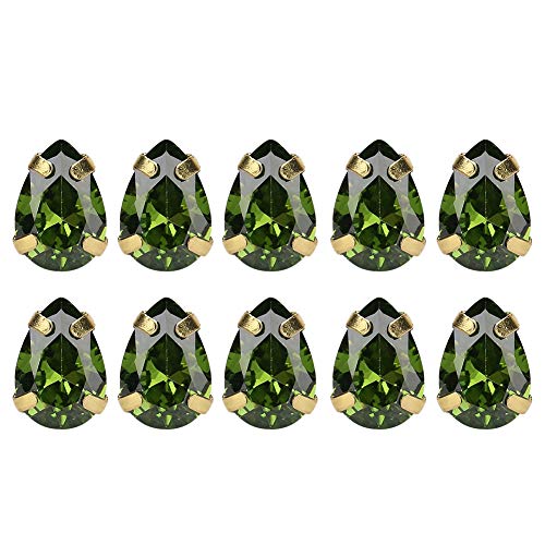 10 Stück Strasssteine mit Krallenrückseite, Shinf-Dekor mit Metallrücken für Kleider, Kleidung, Taschen, Schuhe, DIY-Accessoires (grün) von Pssopp