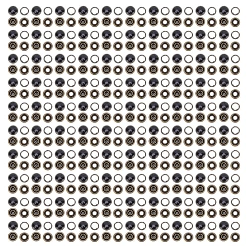 Pssopp 100 -Sets Prong Press Snap Befestern, Anti -Erosion Edelstahl Easy Installation Trible Snap Hohlknöpfe für Bekleidungsgeschäft Vorräte (10 mm) (Bronze -schwarze Perle verankerte) von Pssopp