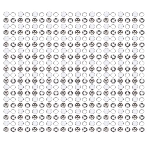 Pssopp 100 -Sets Prong Press Snap Befestern, Anti -Erosion Edelstahl Easy Installation Trible Snap Hohlknöpfe für Bekleidungsgeschäft Vorräte (10 mm) (Silbergeschnittene weiße Perle) von Pssopp