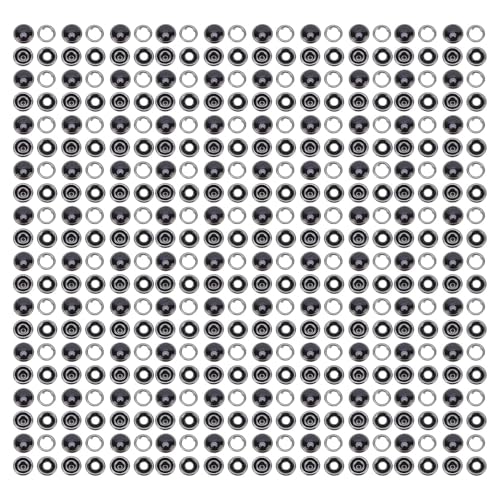 Pssopp 100 -Sets Prong Press Snap Befestern, Anti -Erosion Edelstahl Easy Installation Trible Snap Hohlknöpfe für Bekleidungsgeschäft Vorräte (10 mm) (Silberschwarz geschnittene schwarze Perle) von Pssopp