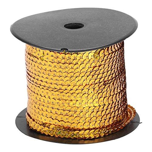 100 Yard Paillette DIY Paillettenband Flachen Paillette Trim Glänzende Paillettenbänder für Bastelprojekte, Tanzbekleidungen(#gold) von Pssopp