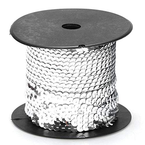 100 Yard Paillette DIY Paillettenband Flachen Paillette Trim Glänzende Paillettenbänder für Bastelprojekte, Tanzbekleidungen(Silber) von Pssopp