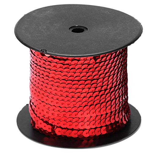 Pssopp 100 Yard Paillette DIY Paillettenband Flachen Paillette Trim Glänzende Paillettenbänder für Bastelprojekte, Tanzbekleidungen(rot) von Pssopp