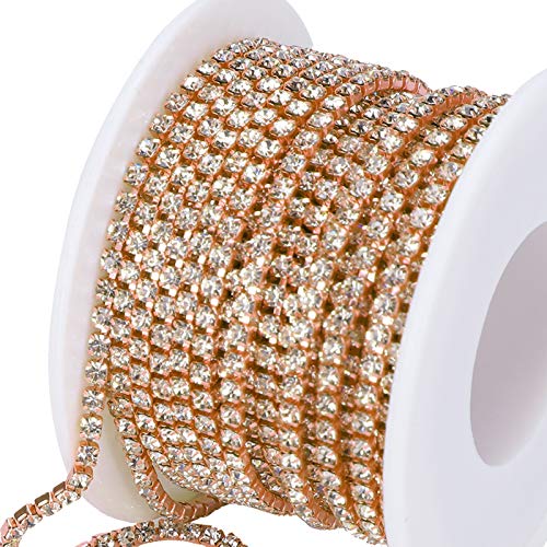 Pssopp 2,5 mm 10 Yards Strasskette Künstliche Diamantkette Strassband zum Nähen Basteln DIY Dekoration Trimmen (Gold) von Pssopp