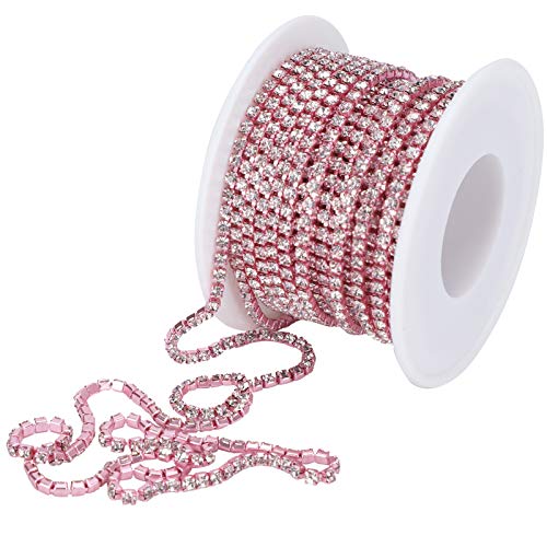 Pssopp 2,5 mm 10 Yards Strasskette Künstliche Diamantkette Strassband zum Nähen Basteln DIY Dekoration Trimmen (Rosa) von Pssopp