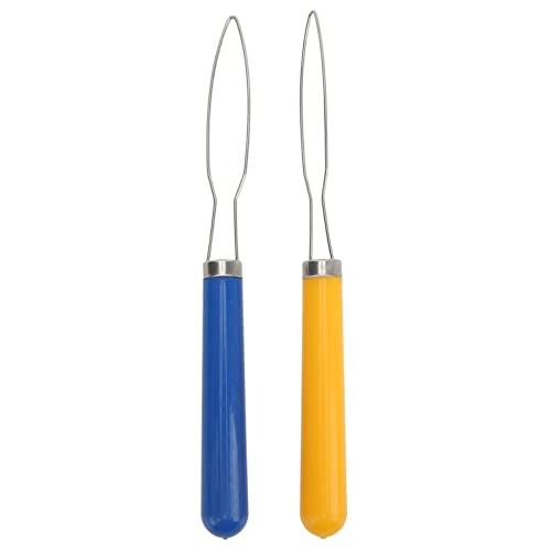 Pssopp 2 STÜCKE Knopfhaken, Hemdmantelknopfhilfe, Einhand-Knopfwerkzeug, Edelstahl-Schlaufenknopfhaken, Faden, Schlaufenknopfhaken, Langlebiges Näh- und Stickwerkzeug von Pssopp