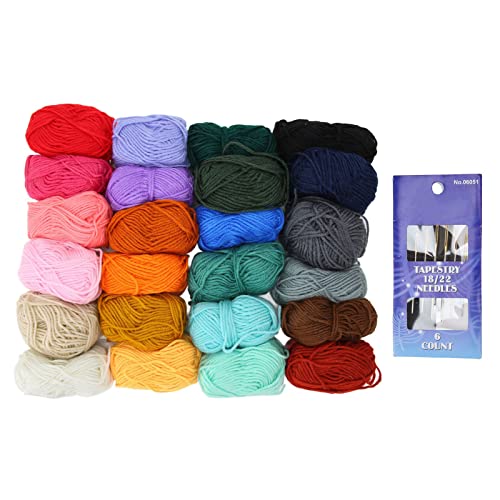 Pssopp 24 Farben Acrylgarn Set mit 6 Nadeln, Polyester -Baumwollgarn Zum Stricken und Häkeln, Ideales für Erwachsene Pssopp 24 Farben Acrylgarn Set mit 6 Nadeln, Polyester -Baumwollgarn Zum Stricken und Häkeln, Ideales für Erwachsene von Pssopp