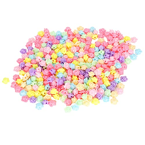 Pssopp 300 STK. Plastikblumenperlen Mischfarbene Plastikblumen-Flatback-Perlen Kinderperlen für die Schmuckherstellung DIY Craft Making Material Supplies von Pssopp