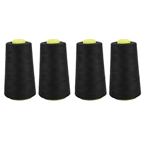 Pssopp 4PCS Polyester Nähgarn, 3000 Yards Nähmaschine Zubehör Nadel Faden für Kleidung Handwerk Schneiderei mit Starker Qualität (BLACK) von Pssopp