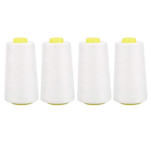 Pssopp 4PCS Polyester Nähgarn, 3000 Yards Nähmaschine Zubehör Nadel Faden für Kleidung Handwerk Schneiderei mit Starker Qualität (WHITE) von Pssopp