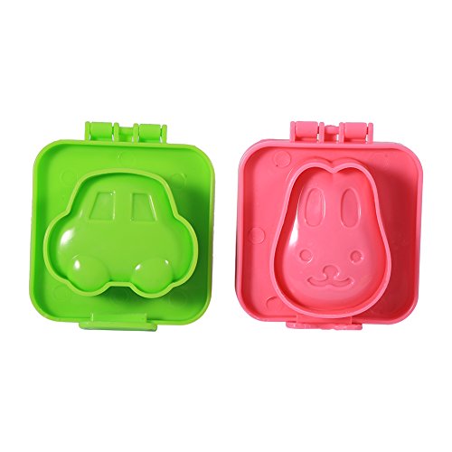 Pssopp 6 Stücke Eierform, Süße Cartoonform Gekochte Eierformen, Küche Hausgemachter DIY -Reis für Kuchen Fondant Schokoladen -Eierformer, mit Kaninchen, Bär, Fisch, Auto, Stern, Liebesherz, Leicht zu von Pssopp