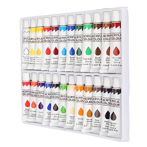 Pssopp Acryl Gouache 24 Farbrohr Set Lebhafte Farbe, Starke Abdeckung für Stoffsteinmalereien von Pssopp