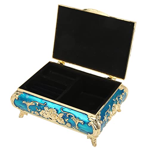 Antik Schmuckkästen Schmuckschatulle Metall Schmuck Boxen Flanell Zinklegierung Schmuckkästchen kleine Schmuck Aufbewahrung Box(golden blau) von Pssopp