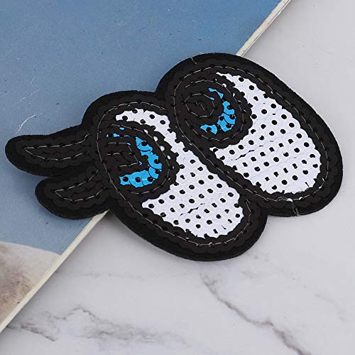 Pssopp Bügeleisen auf Patch, Pailletten Schmetterling, Honigbiene, Doppelaugen, DIY -Kleidung Aufkleber, Reparatur und Dekoration, Ein Wunderschönes Figurenentuch (Pailletten doppelte Augen) von Pssopp