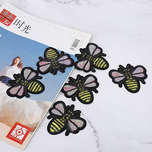 Pssopp Bügeleisen auf Patch, Pailletten Schmetterling, Honigbiene, Doppelaugen, DIY -Kleidung Aufkleber, Reparatur und Dekoration, Ein Wunderschönes Figurenentuch (Paillettenbiene) von Pssopp