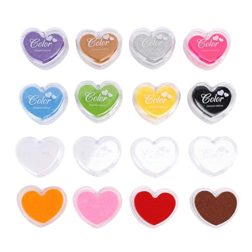 Pssopp Herzform -Tintenkissen, 12 Farben Wasserlösliche Fingerkissen, für das Handwerk von Scrapbooking und Kinderaktivitäten Pssopp Herzform -Tintenkissen, 12 Farben Wasserlösliche Fingerkissen, für das Handwerk von Scrapbooking und Kinderaktivitäten von Pssopp