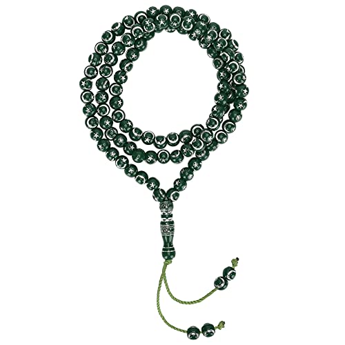 Pssopp Islam Muslim Rosenkranzperlen, Mond und Sterngravierter Mihrab Getrennt Harz Tasbih Gebetsperlen für Gebete usw. (49 cm) (GREEN) von Pssopp