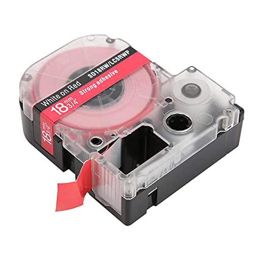 Pssopp Kratzerkennzeichnung, Transparentes Design, Haustiermaterial für/King Jim-Drucker, Hoher und Niedriger Temperaturfestigkeit mit Öl, Kernoodierung, (18 mm roter Hintergrund weiße Charaktere) von Pssopp