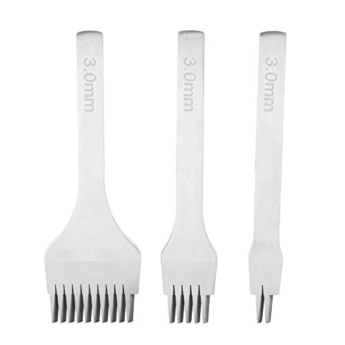 Professionelles Lederverarbeitungswerkzeug Set - Stanz- und Meißelset für Leder Loch Stempel Pitch Hole DIY Lederhandwerk Werkzeuge (3,0mm) von Pssopp