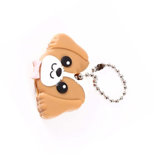 Pssopp Niedliche Schlüsselkappenhund mit Rosa Bowtie, Langlebigem PVC -Material, Leicht zu Finden und zu Tragen, Tolle Geschenkoption, Kleiner Größe, Leichtes Gewicht von Pssopp