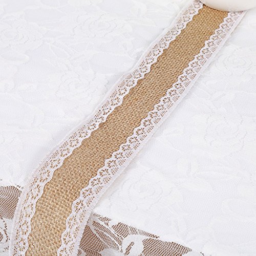Pssopp Vintage-Sackleinenband mit Weißer Spitze, 6 Typen für Besondere Anlässe, Sicheres und Langlebiges Material, Vintage-Eleganz, Gut Gefertigtes Design, Vielseitige Dekoration (1) von Pssopp