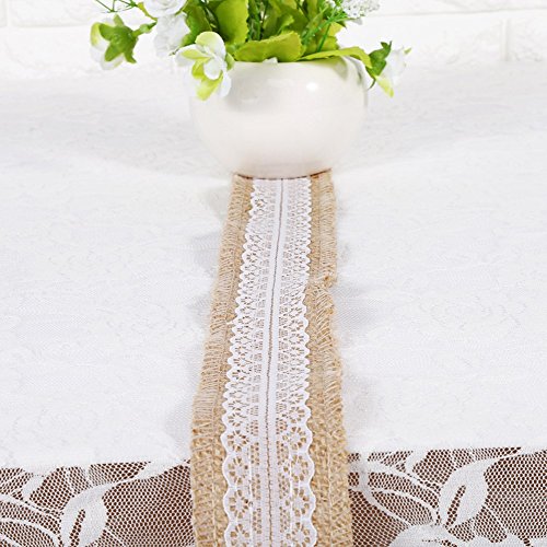 Pssopp Vintage-Sackleinenband mit Weißer Spitze, 6 Typen für Besondere Anlässe, Sicheres und Langlebiges Material, Vintage-Eleganz, Gut Gefertigtes Design, Vielseitige Dekoration (2) von Pssopp
