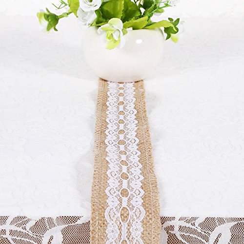 Pssopp Vintage-Sackleinenband mit Weißer Spitze, 6 Typen für Besondere Anlässe, Sicheres und Langlebiges Material, Vintage-Eleganz, Gut Gefertigtes Design, Vielseitige Dekoration (5) von Pssopp