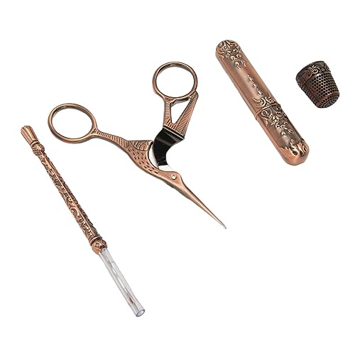 Pssopp Vintage Scissors Kit, Edelstahlnähte Awl und Thimble Set Stickerei Schere mit Deluxe -Nadelbox Zum Handwerk von Cross -Stich - -Handwerks von Pssopp