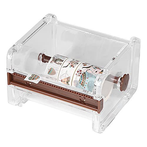 Schneller Betrieb, Ein Sekunde Schnitt, Zeit und Aufwand, 2 in 1 Design, Transparenter Klebebandspender für das Amt, mit Cutter (BROWN) von Pssopp