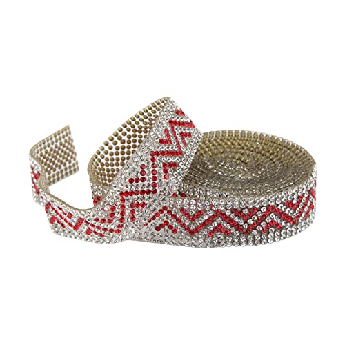 Pssopp Band Kristall Diamant Band Strasssteine Band Trim Rolle für Kunst, Handwerk, Event, Dekoration, 2 Yards, 2cm breit(rotes Dreieck) von Pssopp