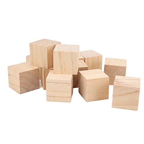 Unvollendete Kiefernholzblöcke, 12pcs Holzwürfel für Briefmarken Kunsthandwerksrätsel Zahlen Wohnkultur, Material: Kiefernholz, Mehrfachfunktion, Menge und Größe: ca. 4 X 4 X von Pssopp