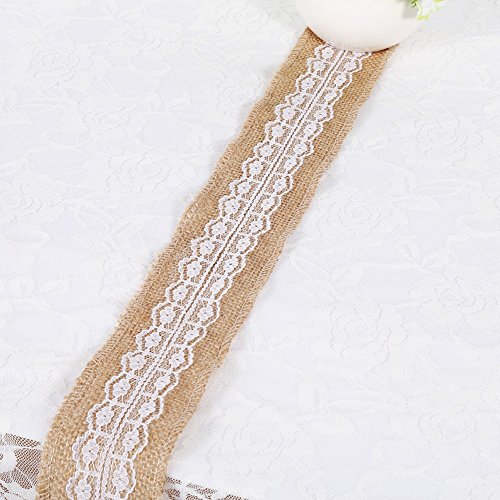 Vintage-Sackleinenband mit Weißer Spitze, 6 Typen für Besondere Anlässe, Sicheres und Langlebiges Material, Vintage-Eleganz, Gut Gefertigtes Design, Vielseitige Dekoration (6) von Pssopp
