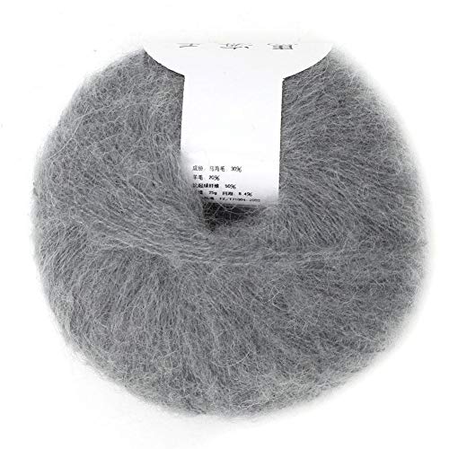 Weiche Mohair Cashmere Wolle Strickgarn leichte Hand Strickwaren Garn DIY Schal Schal Häkelgarn mit A Crochet(hellgrau) von Pssopp