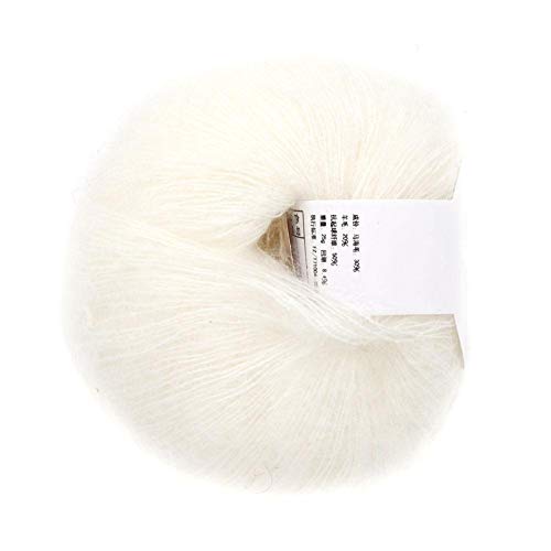 Weiche Mohair Cashmere Wolle Strickgarn leichte Hand Strickwaren Garn DIY Schal Schal Häkelgarn mit A Crochet(weiß) von Pssopp