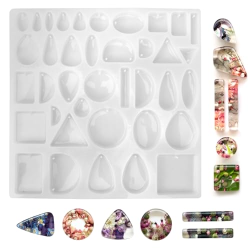 Schmuckformen aus Kunstharz, 1 Stück, Silikonform für Harze, 38 Mulden, Harze, Schmuckherstellung, Epoxidharz-Formen aus Silikon für Schmuckherstellung, Ohrringform, DIY, Handwerk, Anhänger, Halskette Schmuckformen aus Kunstharz, 1 Stück, Silikonform für Harze, 38 Mulden, Harze, Schmuckherstellung, Epoxidharz-Formen aus Silikon für Schmuckherstellung, Ohrringform, DIY, Handwerk, Anhänger, Halskette von Psxuie