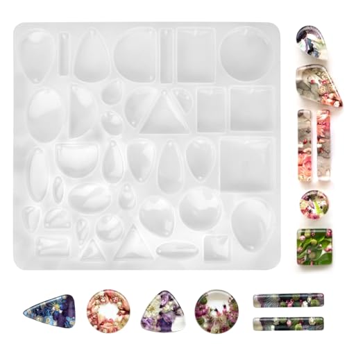 Schmuckformen aus Kunstharz, 2 Stück, Silikonform für Harze, 38 Mulden, Harze, Schmuckherstellung, Epoxidharz-Formen aus Silikon für Schmuckherstellung, Ohrringform, DIY, Handwerk, Anhänger, Halskette Schmuckformen aus Kunstharz, 2 Stück, Silikonform für Harze, 38 Mulden, Harze, Schmuckherstellung, Epoxidharz-Formen aus Silikon für Schmuckherstellung, Ohrringform, DIY, Handwerk, Anhänger, Halskette von Psxuie