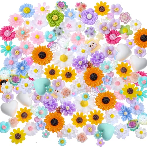 100 Stück Blumen-Polymer-Charms, DIY-Blumen-Cabochon-Charms, Polymer, flache Rückseite, Gänseblümchen-Perlen, gemischte Farben, Sonnenblumen-Polymere, Schleim-Anhänger für Bastelarbeiten 100 Stück Blumen-Polymer-Charms, DIY-Blumen-Cabochon-Charms, Polymer, flache Rückseite, Gänseblümchen-Perlen, gemischte Farben, Sonnenblumen-Polymere, Schleim-Anhänger für Bastelarbeiten von Psyqtsuary