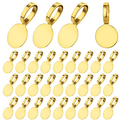 100 Stück Haken zur Schmuckherstellung, Gold auf flachen Pad-Bags, runde Anhänger, Charm-Anhänger, Aufhänger, Anhängerbügel für Anhänger, DIY, Handwerk, Schmuckherstellung, Zubehör von Psyqtsuary