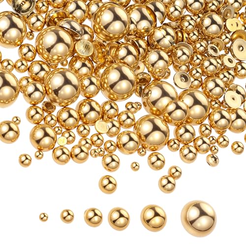 1000 Stück Halbperlen Gold Halbrund Goldene Flache Rückseite Perlen Imitation Perlen Halbkugel Flachrückseite-Perlen Gemischte Größen 2mm-8mm für DIY Maniküre Schminke Handytaschen von Psyqtsuary