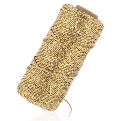 100m Goldene Schnur, 1.5MM Gold Kordel Nicht Elastisch Nylonschnur Goldfaden DIY Bastelschnur Kordelband Goldene Schnur zum Basteln,Hochzeitsdekoration,Weihnachtsdekoration oder Verpacken von Psyqtsuary