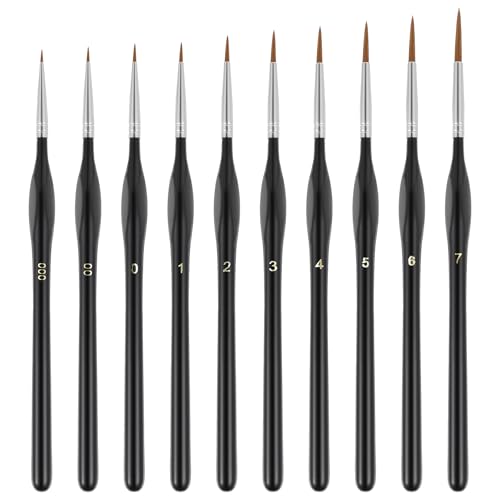 10stück Feine Detail Pinsel Set, Kleine Künstlerpinsel Malen Nach Zahlen Pinsel Perfekter Detail Miniatur Pinsels Malen Malpinsel Zeichenpinsels Set Für Nagelkunst Acryl Aquarell ölgemälde von Psyqtsuary