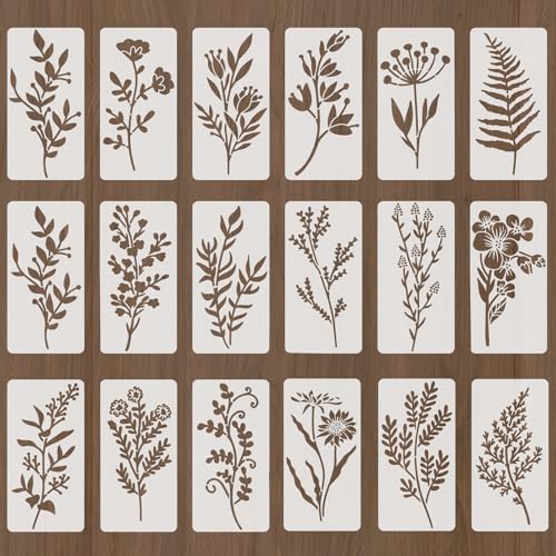 15 X 7,5 CM 18 Stück Blumen Schablone Wiederverwendbare Schablonen, Malschablonen DIY Vorlagen Malerei Schablonen Set Zum Malen Auf Holz, Kräuter, Essentielle Kunstschablonen Für Erwachsene Kinder 15 X 7,5 CM 18 Stück Blumen Schablone Wiederverwendbare Schablonen, Malschablonen DIY Vorlagen Malerei Schablonen Set Zum Malen Auf Holz, Kräuter, Essentielle Kunstschablonen Für Erwachsene Kinder von Psyqtsuary