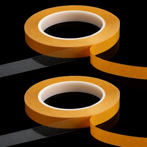 2 Roll 15mmx50m Doppelseitiges Klebeband, Extra Stark Teppich Klebeband Transparent Spurlos Teppichklebeband Doppelseitig Ideal Für Teppich, Foto Wand Küche Zuhause Schule Einfach Schneiden Entfernen von Psyqtsuary