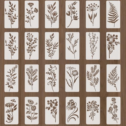 24 Stück Blumen Schablone Wiederverwendbare Schablonen, 15 X 7,5 Cm Malschablonen DIY Vorlagen Malerei Schablonen Set Zum Malen Auf Holz, Kräuter, Essentielle Kunstschablonen Für Erwachsene Kinder 24 Stück Blumen Schablone Wiederverwendbare Schablonen, 15 X 7,5 Cm Malschablonen DIY Vorlagen Malerei Schablonen Set Zum Malen Auf Holz, Kräuter, Essentielle Kunstschablonen Für Erwachsene Kinder von Psyqtsuary