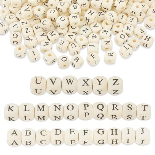 260 Stück Alphabet-Holzperlen, lose Holzperlen mit Anfangsbuchstaben, natürliche, quadratische Holzperlen, Würfelperlen für Schmuckherstellung und Bastelarbeiten 260 Stück Alphabet-Holzperlen, lose Holzperlen mit Anfangsbuchstaben, natürliche, quadratische Holzperlen, Würfelperlen für Schmuckherstellung und Bastelarbeiten von Psyqtsuary