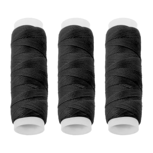 3 Rollen Quiltgarn Nähgarn Webfäden ürs Hand- und Maschinennähen Starker Nähfaden aus Polyester für Herstellen von Perücken Handnähen Haarschuss DIY (Schwarz, Beige, Braun) von Psyqtsuary