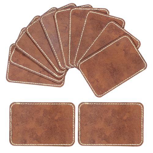 30 Stück blanko Kunstleder-Hut-Patches mit selbstklebender quadratischer Lederflicken für Hüte, zum Aufbügeln, blanko, Kunstleder-Patch, rechteckig, zum Basteln, für Hüte, Jacken, Jeans (braun, 7,6 x von Psyqtsuary