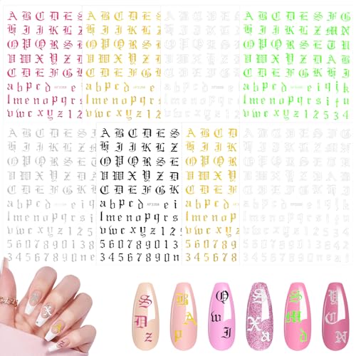 8 Bögen Nail Sticker, 640 Stück 3D Römische Ziffern Alphabet Nagelsticker Selbstklebend Nail Mode Nagel Stickers Buchstaben Aufkleber Retro Nailart Sticker, DIY Maniküre 8 Bögen Nail Sticker, 640 Stück 3D Römische Ziffern Alphabet Nagelsticker Selbstklebend Nail Mode Nagel Stickers Buchstaben Aufkleber Retro Nailart Sticker, DIY Maniküre von Psyqtsuary