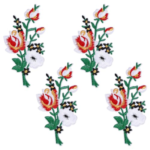 4 Stück Retro Blumen Strauß Boho Rose, Bestickte Blumen Aufnäher bestickte Blumenapplikationen, Aufnäher Erwachsene Blumenstrauß Stickflicken Blumen-Aufbügler Vintage-Flicken Aufnäher 4 Stück Retro Blumen Strauß Boho Rose, Bestickte Blumen Aufnäher bestickte Blumenapplikationen, Aufnäher Erwachsene Blumenstrauß Stickflicken Blumen-Aufbügler Vintage-Flicken Aufnäher von Psyqtsuary